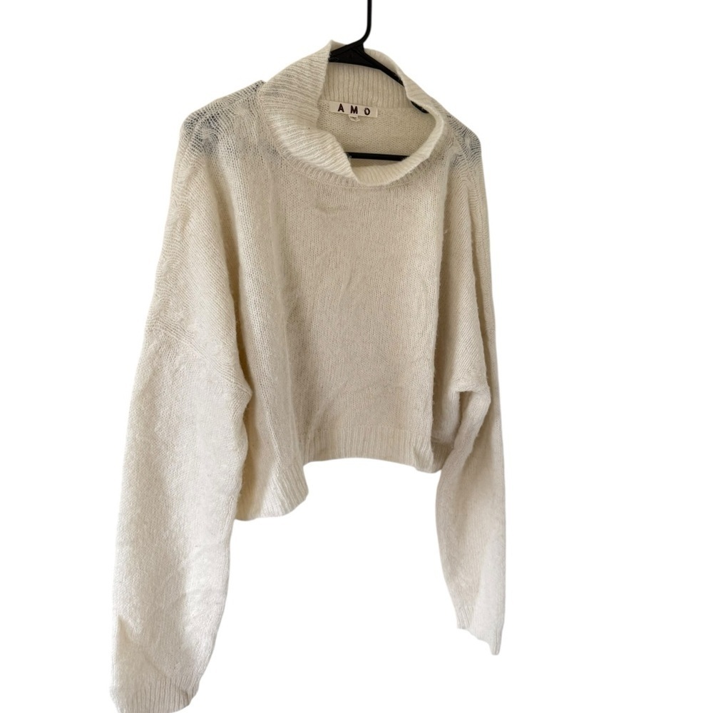 AMO Ambition Cream Cropped Baby Alpaca Blend Sweater - Picture 5 of 8